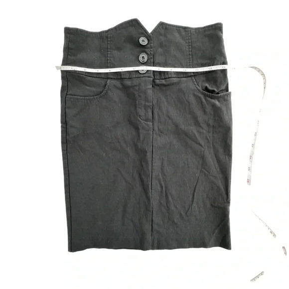 Black Bodycon Stretch Pencil Skirt, High Waisted with three Buttons work office - Picture 4 of 4